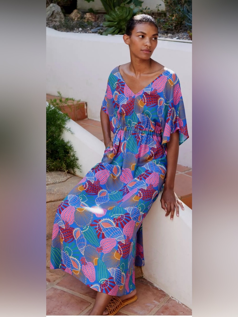 Farm Rio by Anthropologie Seashell Cover-Up Maxi Dress size XL